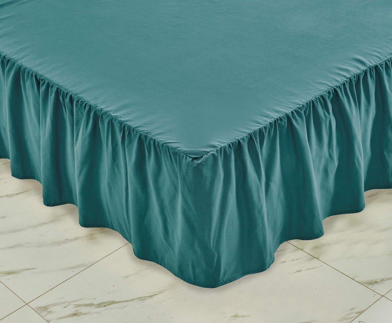 Sheets & Beyond Wrap Around Solid Microfiber Luxury Hotel Quality Fabric Bedroom Gathered Ruffled Bedding Bed Skirt 14 Inch Drop (Full, Teal) - Image 5